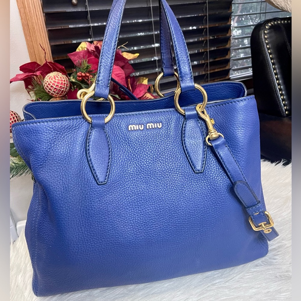 Authentic Miu Miu Vitello blue shoulder bag